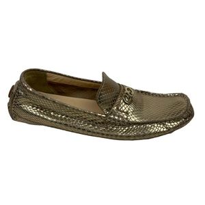 Cole Haan driving Loafers Shoes metallic gold Sz 8.5